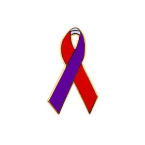 Personalized cause purple red and white enamel ribbon pins Raynauds Phenomenon Raynauds Syndrome