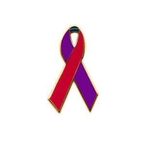 Personalized cause purple teal and magenta enamel ribbon pins Parathyroid Cancer Thyroid Cancer