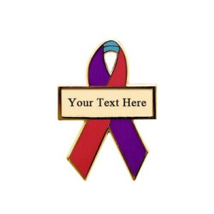 Personalized cause Personalized cause purple teal and magenta personalized enamel ribbon pins Parathyroid Cancer Thyroid Cancer