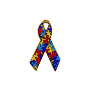 Personalized cause puzzle enamel ribbon pins Aspergers Syndrome Autism Spectrum Disorders