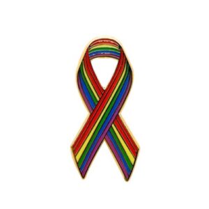 Personalized cause rainbow enamel ribbon pins Gender Fluidity LGBTQ Pride Marriage Equality National Coming Out Day Non Binary