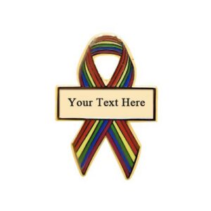 Personalized cause rainbow personalized enamel ribbon pins Gender Fluidity LGBTQ Pride Marriage Equality National Coming Out Day Non Binary