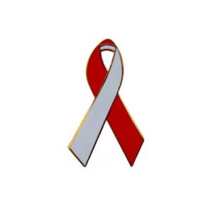 Personalized cause red and pearl enamel ribbon pins COVID-19 Lung Disease Latex Allergy