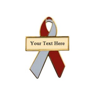 Personalized cause red and pearl personalized enamel ribbon pins COVID-19 Lung Disease Latex Allergy