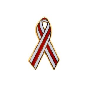 Personalized cause red and white enamel ribbon pins Aplastic Anemia DVT Head Neck Cancer Lip Mouth Cancer Oral Cancer Lip Oropharyngeal Cancer Salivary Gland Cancer Throat Tongue Cancer