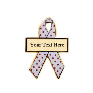 Personalized cause red and white polkadots personalized enamel ribbon pins Grovers Disease Measles Urticaria