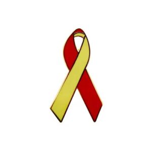 Personalized cause red and yellow enamel ribbon pins Hepatitis-C HIV HCV Co Infection