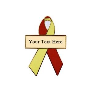 Personalized cause red and yellow personalized enamel ribbon pins Hepatitis-C HIV HCV Co Infection