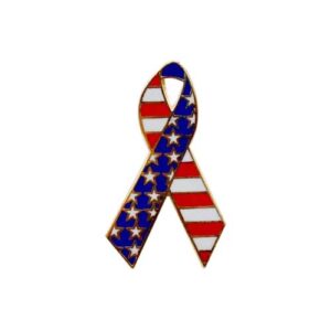 Personalized cause red white and blue enamel ribbon pins Fireworks Safety Military Troop Support Patriotism Remembering 9 11 Remembering September 11 2001