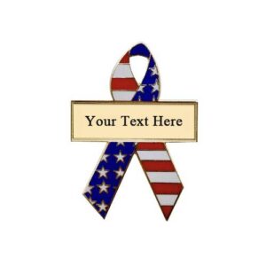 Personalized cause red white and blue personalized enamel ribbon pins Fireworks Safety Military Troop Support Patriotism Remembering 9 11 Remembering September 11 2001