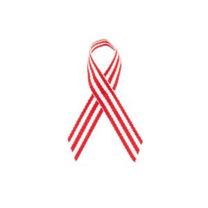 Personalized cause red white fabric Ribbons Aplastic Anemia Deep Vein Thrombosis DVT Head Neck Cancer Lip Oral Cavity Cancer Mouth Cancer