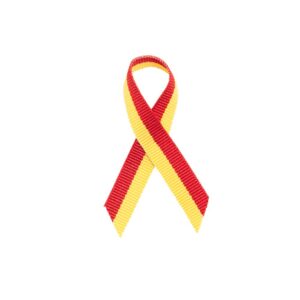 Personalized cause red yellow fabric Ribbons Hepatitis-C HIV HCV Co Infection