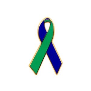 Personalized cause royal blue and green enamel ribbon pins Congenital Cytomegalovirus Intracranial Hypertension