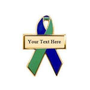 Personalized cause royal blue and green personalized enamel ribbon pins Congenital Cytomegalovirus Intracranial Hypertension