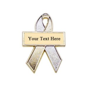 Personalized cause silver and gold personalized enamel ribbon pins Deafness Hearing Disorders Hearing Impairment Hearing Loss Tinnitus