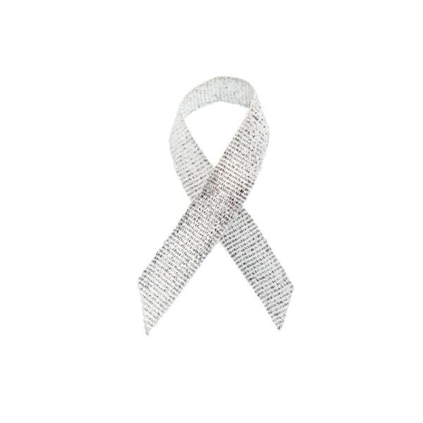 Personalized cause silver tensel fabric awareness ribbons Brain Disabilities Disabled Children Dyslexia Limb Loss Parkinsons Disease Schizophrenia