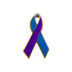 Personalized cause teal and purple enamel ribbon pins Domestic Violence Sexual Assault End Violence Against Women International Military Suicide Suicide Prevention Surviving Family Members of Suicide