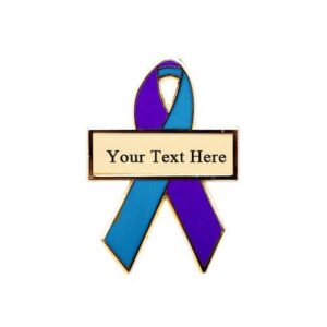 Personalized cause teal and purple personalized enamel ribbon pins Domestic Violence Sexual Assault End Violence Against Women International Military Suicide Suicide Prevention Surviving Family Members of Suicide