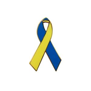 Personalized cause teal and yellow enamel ribbon pins Body Dysmorphic Disorder