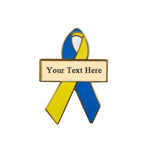 Personalized cause teal and yellow personalized enamel ribbon pins Body Dysmorphic Disorder