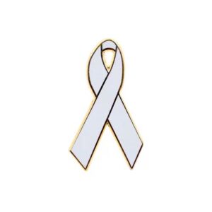 Personalized cause white enamel ribbon pins Adoption Adult Survivors of Child Sexual Abuse Bone Diseases Retinoblastoma Victims of Terrorism White Matter Brain Disorder White Matter Brain Disease