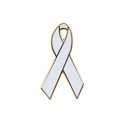 Personalized cause white enamel ribbon pins Adoption Adult Survivors of Child Sexual Abuse Bone Diseases Retinoblastoma Victims of Terrorism White Matter Brain Disorder White Matter Brain Disease