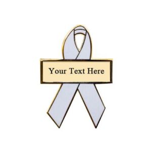 Personalized cause white personalized enamel ribbon pins Adoption Adult Survivors of Child Sexual Abuse Bone Diseases Retinoblastoma Victims of Terrorism White Matter Brain Disorder White Matter Brain Disease