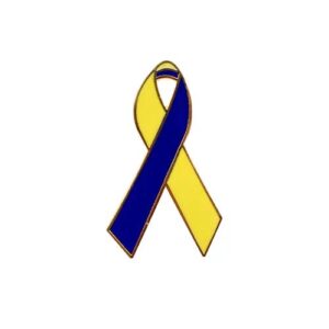 Personalized cause yellow and blue enamel ribbon pins Cushing Syndrome Down Syndrome Support for Ukraine