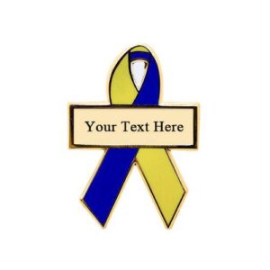 Personalized cause yellow and blue personalized enamel ribbon pins Cushing Syndrome Down Syndrome Support for Ukraine