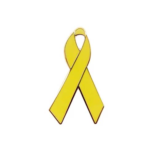 Personalized cause yellow enamel ribbon pins Bone Cancer Endometriosis Refugees Welcome Spina Bifida