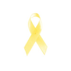 Personalized cause yellow fabric ribbon pins Bone Cancer Endometriosis Refugees Welcome Spina Bifida