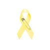 Personalized cause yellow fabric ribbon pins Bone Cancer Endometriosis Refugees Welcome Spina Bifida