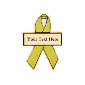 Personalized cause yellow personalized enamel ribbon pins Bone Cancer Endometriosis Refugees Welcome Spina Bifida