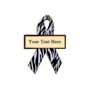 Personalized cause zebra personalized enamel ribbon pins Carcinoid Cancer Ehlers Danlos Syndrome Rare Diseases