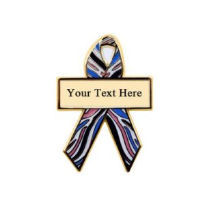 Personalized cause zebra pink and blue personalized enamel ribbon pins Undiagnosed Diseases