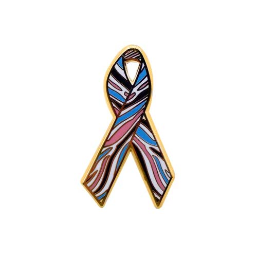 Personalized cause zebra pink and blue enamel ribbon pins Undiagnosed Diseases